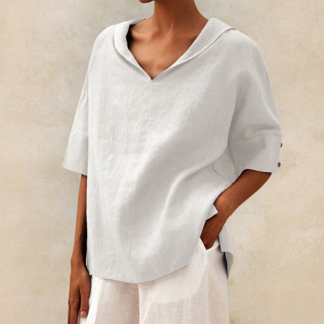 Image of Emily | Women's V-Neck Relaxed Fit Blouse