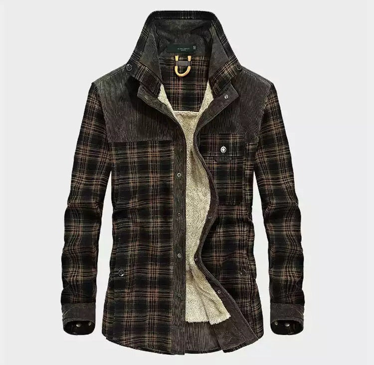 Men's Plaid Shirt Jacket Long Sleeve - Vonnera