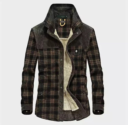 Men's Plaid Shirt Jacket Long Sleeve - Vonnera