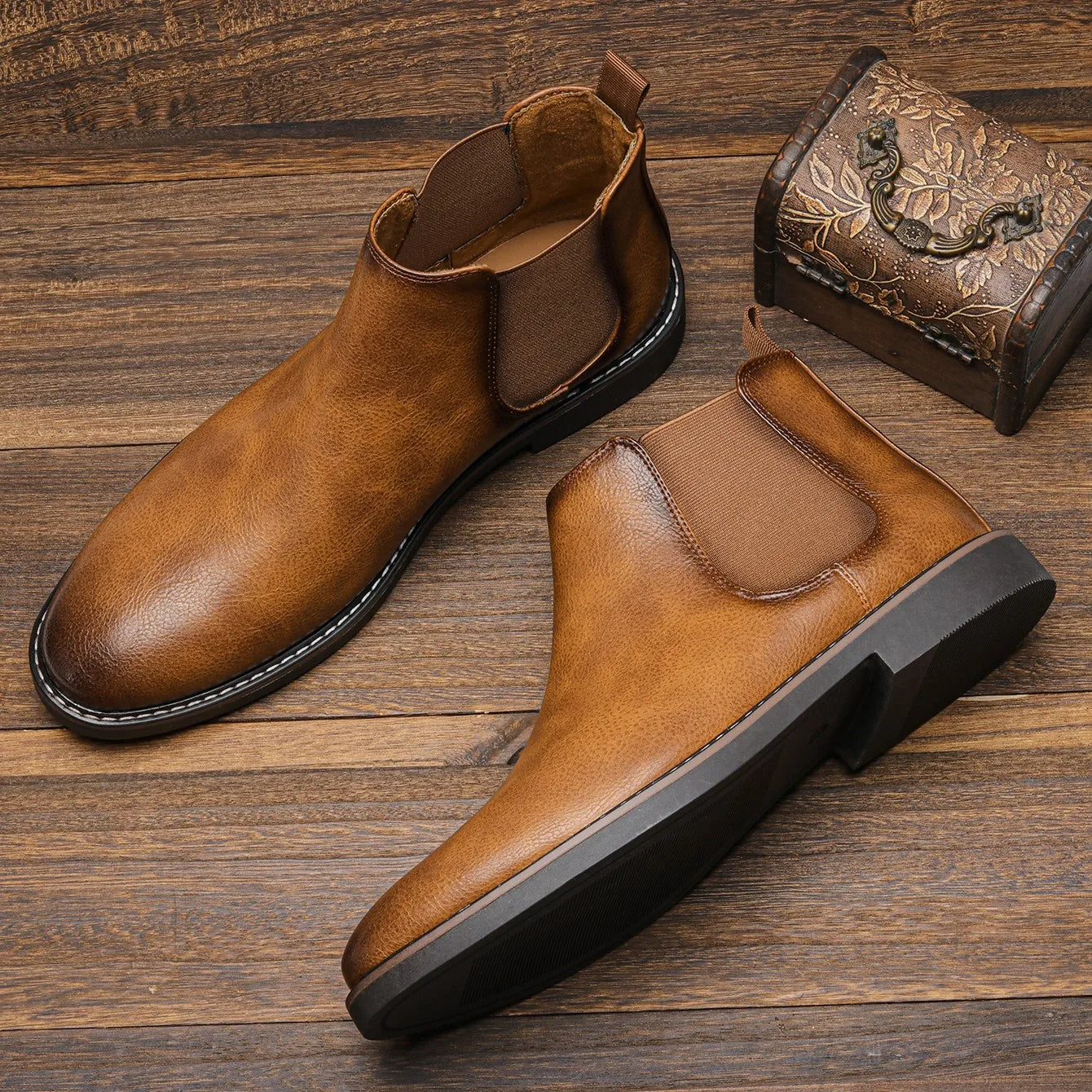Ethan Men's Chelsea Boots Pull-On Leather - Vonnera