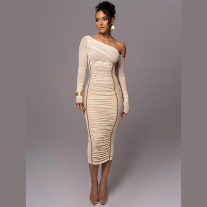 Women's One Shoulder Bodycon Midi Dress - Vonnera