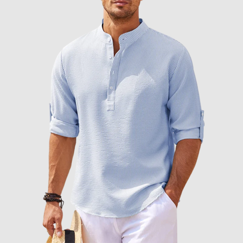 Men's Henley Shirt Roll-Up Sleeves - Vonnera