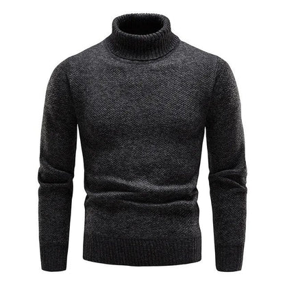 Men's Slim Fit Turtleneck Sweater Ribbed Collar Classic Knit - Vonnera