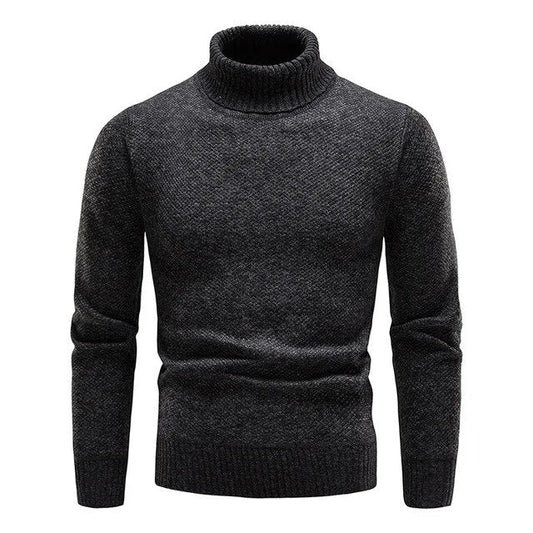 Men's Slim Fit Turtleneck Sweater Ribbed Collar Classic Knit - Vonnera