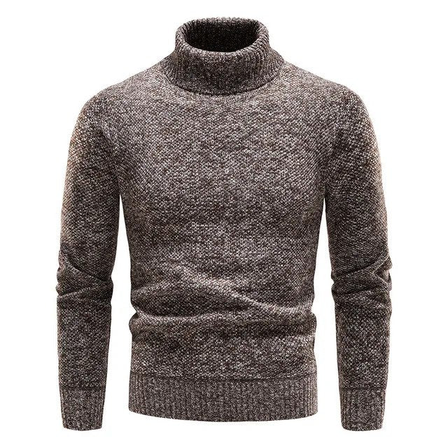 Men's Slim Fit Turtleneck Sweater Ribbed Collar Classic Knit