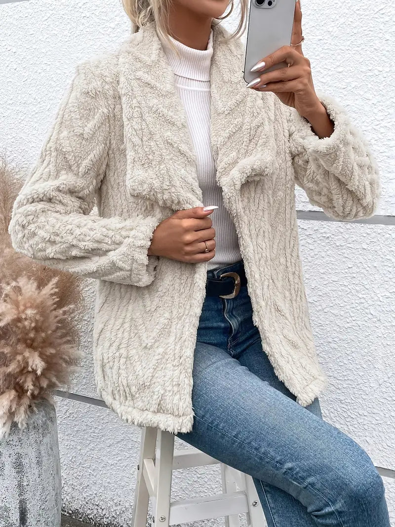 Women's White Fleece Jacket - Vonnera