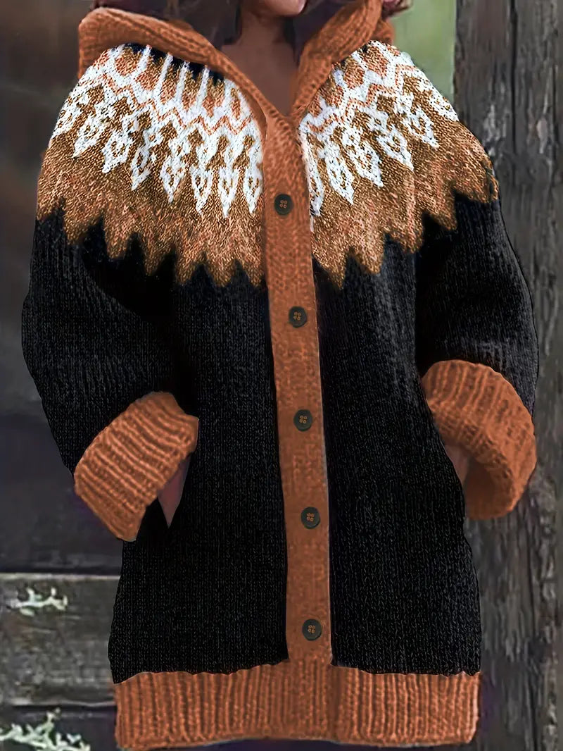 Women's Hooded Cardigan Button Front Knit