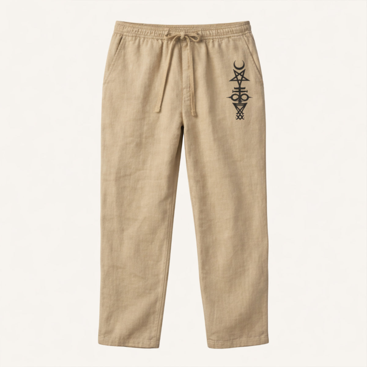 Men's Linen Wide Leg Drawstring Pants Relaxed Fit