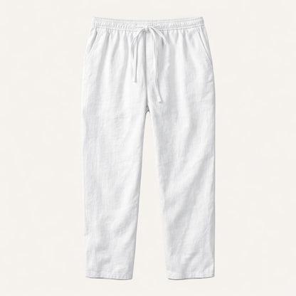 Mens Lightweight Cotton Linen Pants Breathable Drawstring