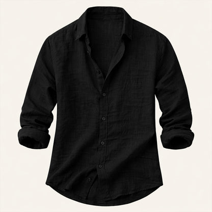 Men's Cotton Linen Button Up Beach Shirt Silver