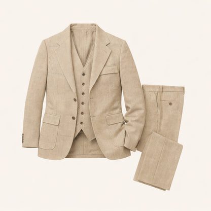 Men's Tweed Suit Herringbone Blazer Waistcoat Trousers
