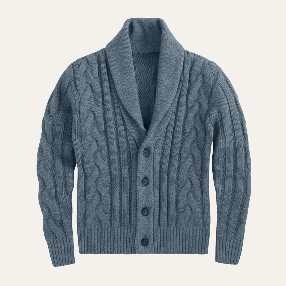 Men's Cable Knit Cardigan Shawl Collar Beige