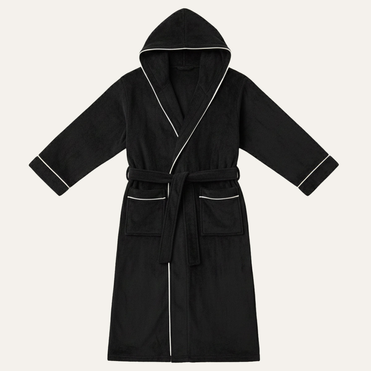 Men's Hooded Long Bathrobe With Belt