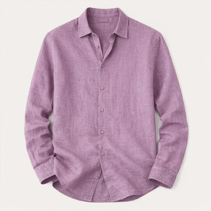 Men's Linen Button Up Shirt Loose Fit Natural