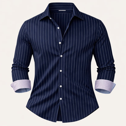 Men's Slim Fit Striped Button Up Shirt - Vonnera