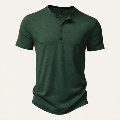 Men's Casual Henley T Shirt Short Sleeve Cotton