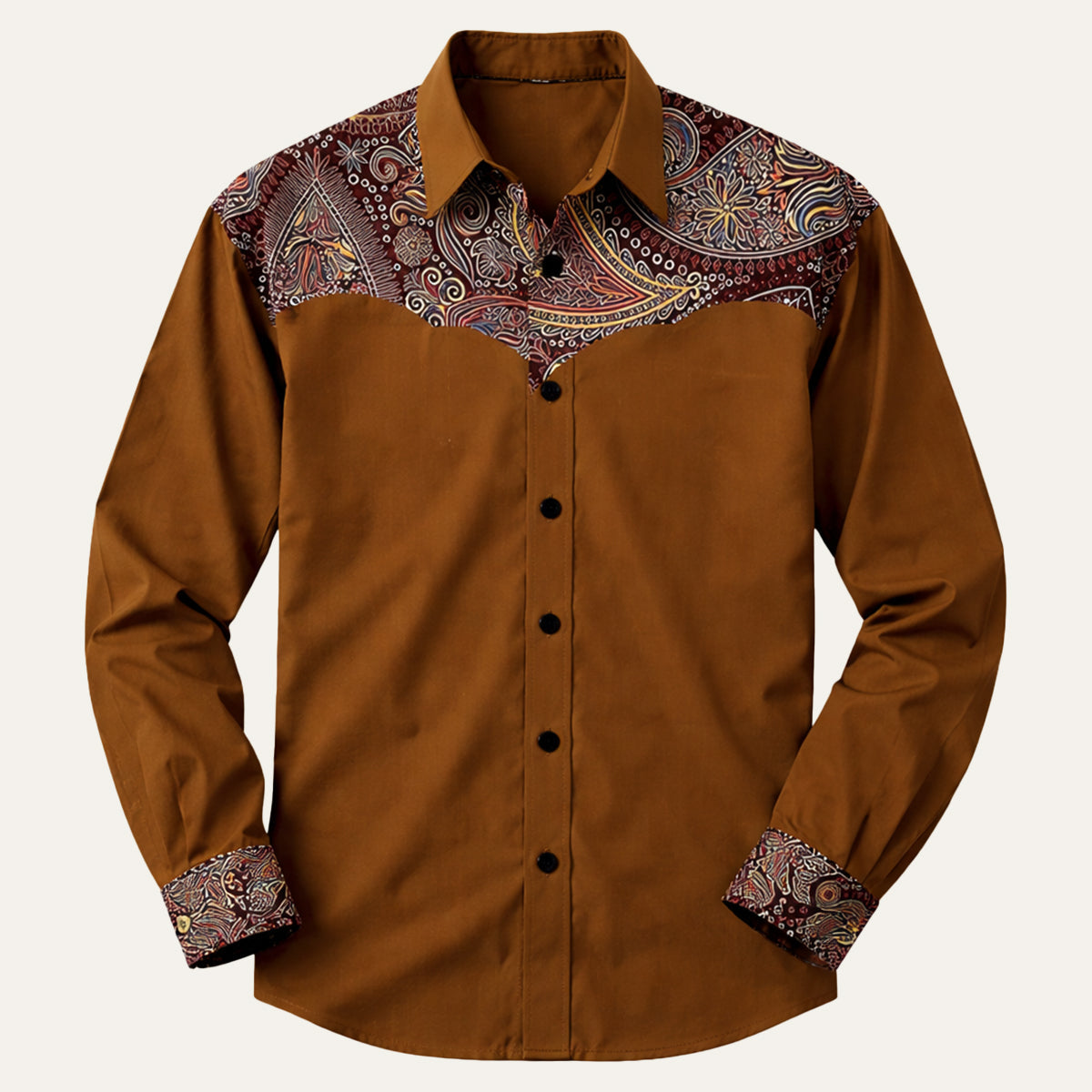 Men's Western Denim Shirt Lightweight Two Tone Blue