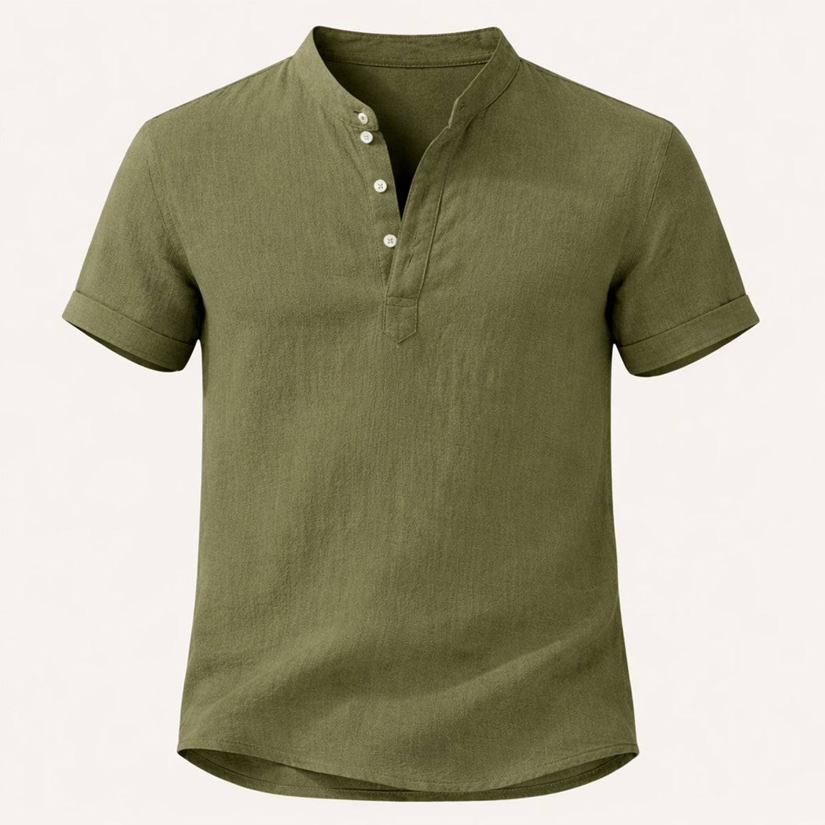 Men's Linen Casual Button Up Shirt Soft Light Beige
