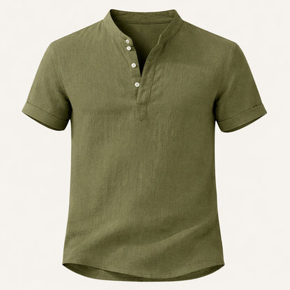 Men's Linen Casual Button Up Shirt Soft Light Beige