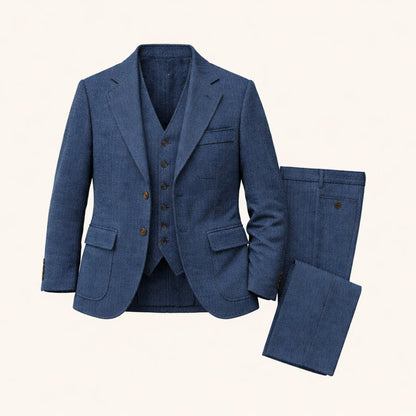 Men's Tweed Suit Herringbone Blazer Waistcoat Trousers