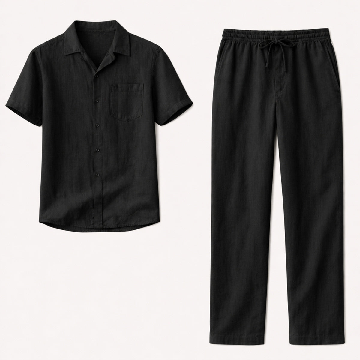 Men's Linen Beach Set Shirt Pants Lightweight
