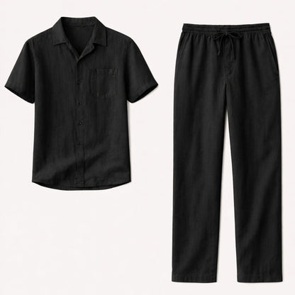 Men's Linen Beach Set Shirt Pants Lightweight