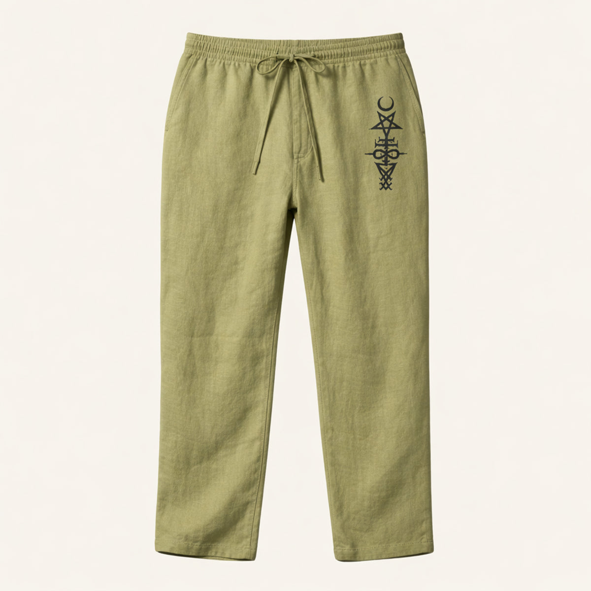 Men's Linen Wide Leg Drawstring Pants Relaxed Fit