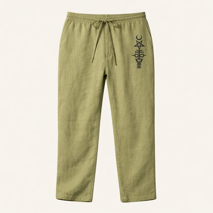 Men's Linen Wide Leg Drawstring Pants Relaxed Fit