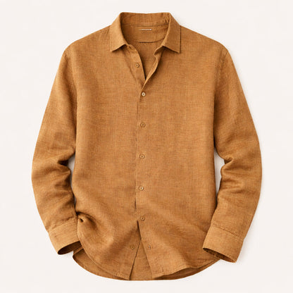 Men's Linen Button Up Shirt Loose Fit Natural