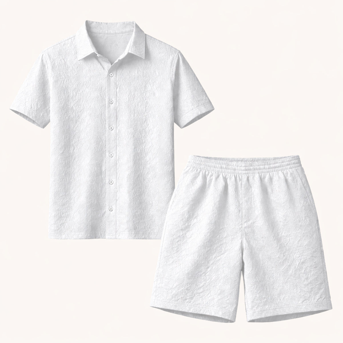 Men's Summer Shirt And Shorts Set Textured