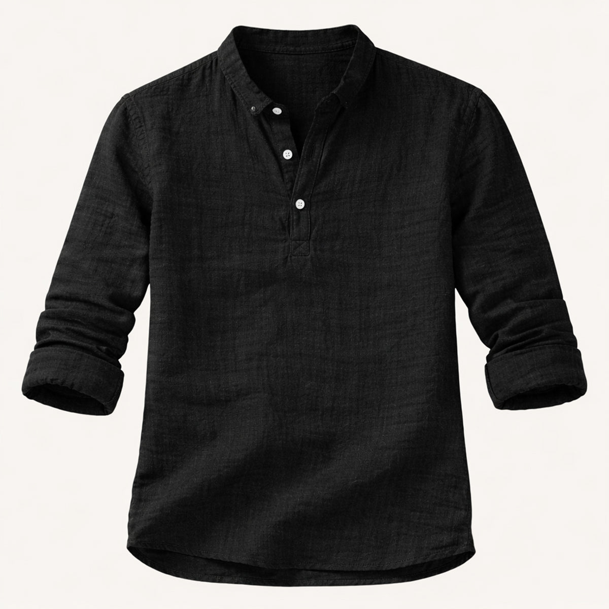 Men's Linen Casual Button Up Shirt Breathable Light Blue