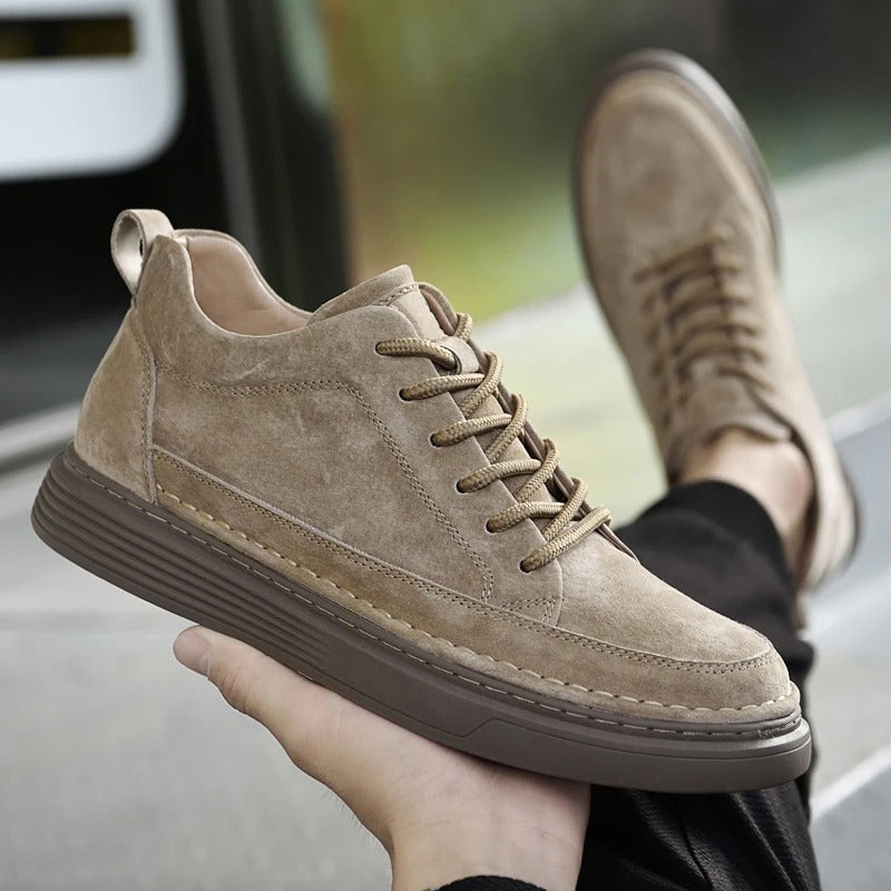 Men's Casual Lace Up Sneakers Contrast Sole Brown