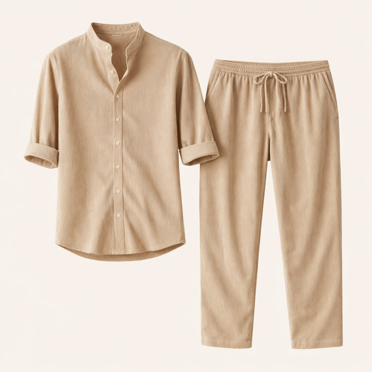 Men's Summer Casual Shirt And Trousers Set