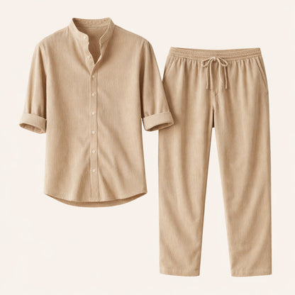 Men's Summer Casual Shirt And Trousers Set