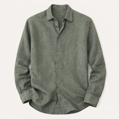 Men's Linen Button Up Shirt Loose Fit Natural