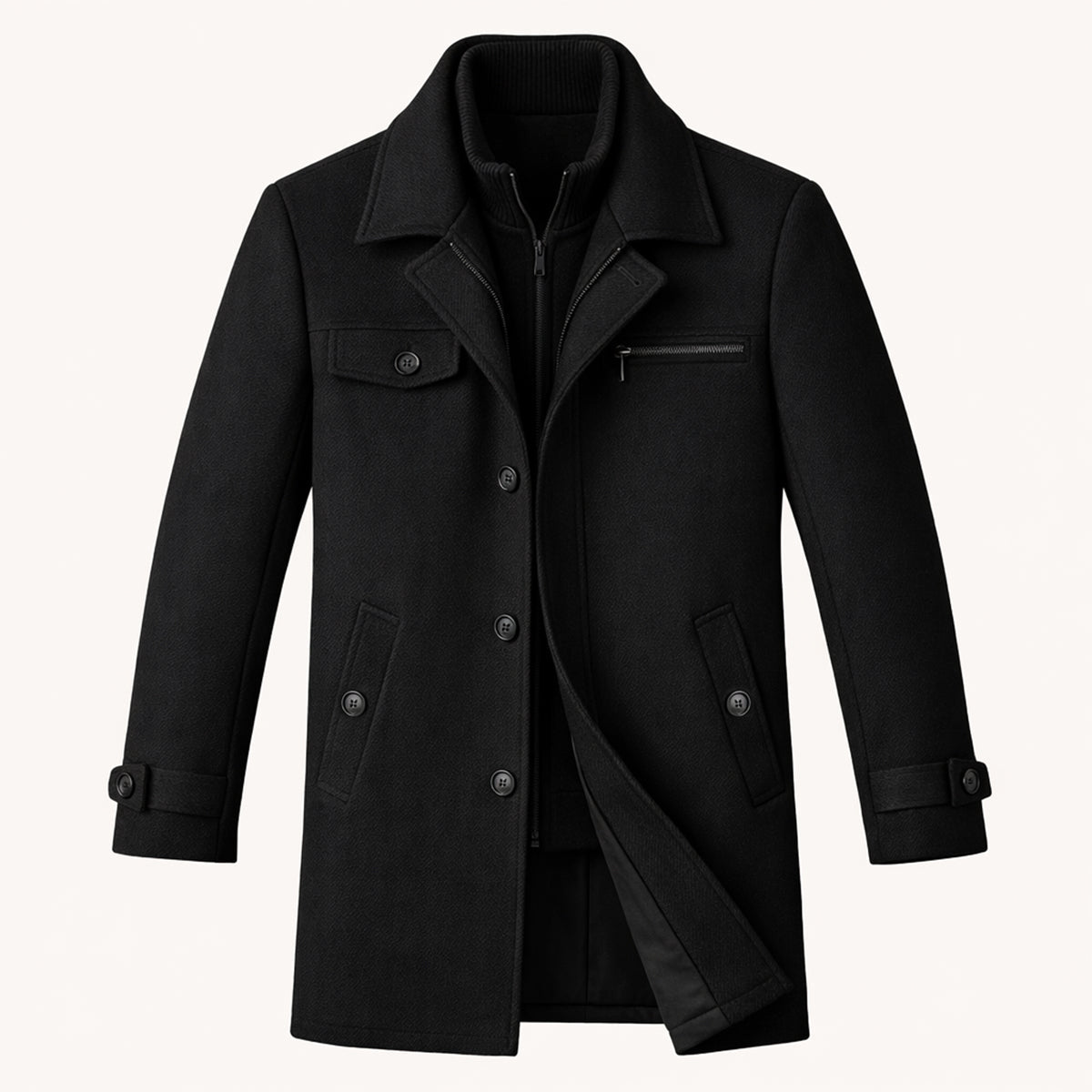 Men's Wool Blend Smart Jacket Zipper Closure - Vonnera