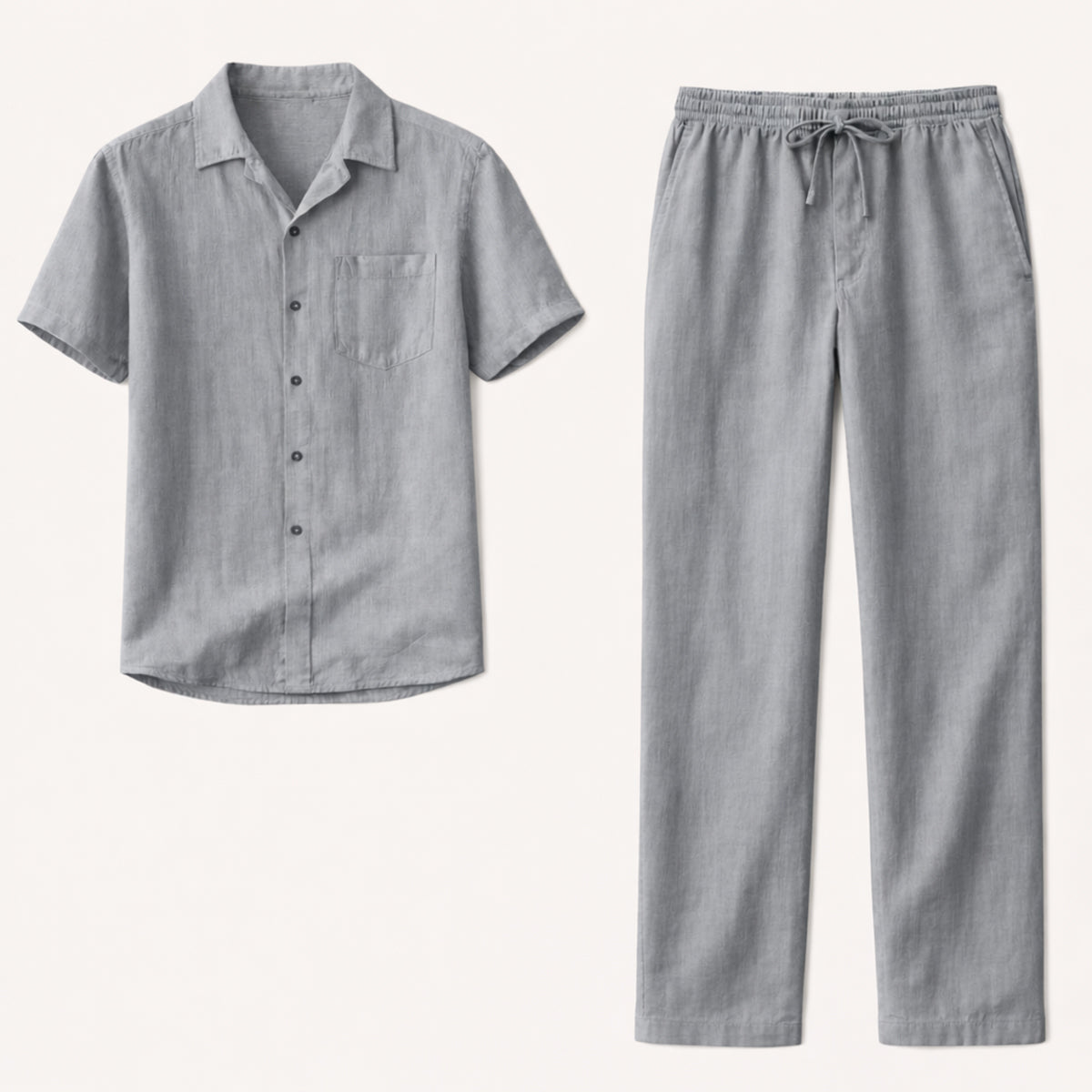 Men's Linen Beach Set Shirt Pants Lightweight