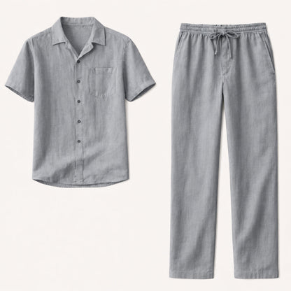 Men's Linen Beach Set Shirt Pants Lightweight