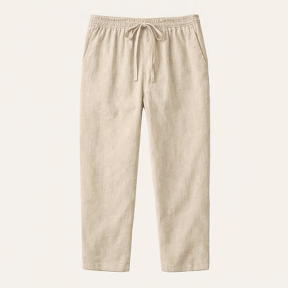 Mens Lightweight Cotton Linen Pants Breathable Drawstring