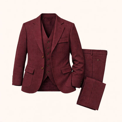 Men's Tweed Suit Herringbone Blazer Waistcoat Trousers