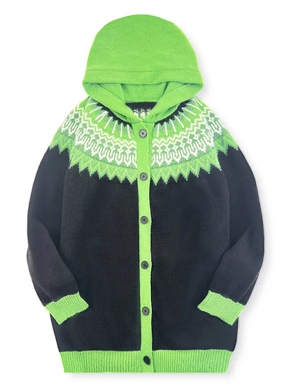 Women's Hooded Cardigan Button Front Knit
