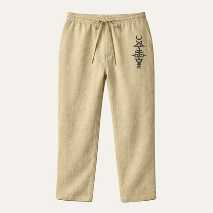 Men's Linen Wide Leg Drawstring Pants Relaxed Fit