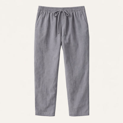 Mens Lightweight Cotton Linen Pants Breathable Drawstring