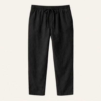 Mens Lightweight Cotton Linen Pants Breathable Drawstring