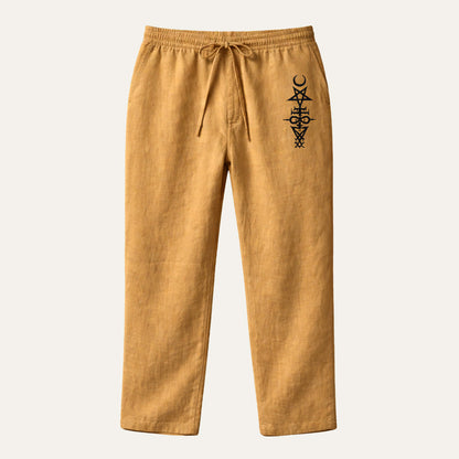Men's Linen Wide Leg Drawstring Pants Relaxed Fit