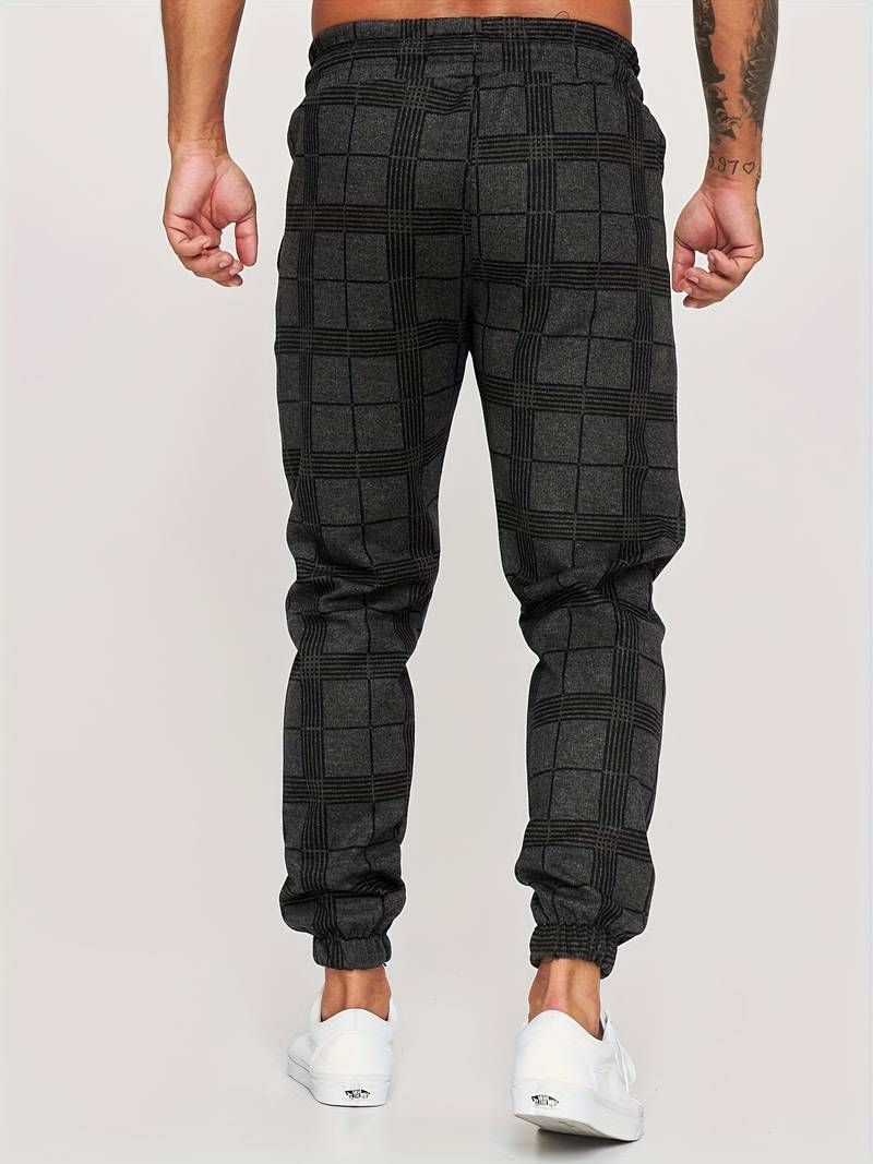 UrbanFit Men's Slim Fit Checkered Joggers