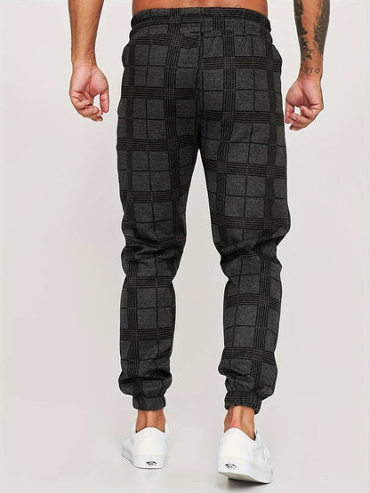 UrbanFit Men's Slim Fit Checkered Joggers
