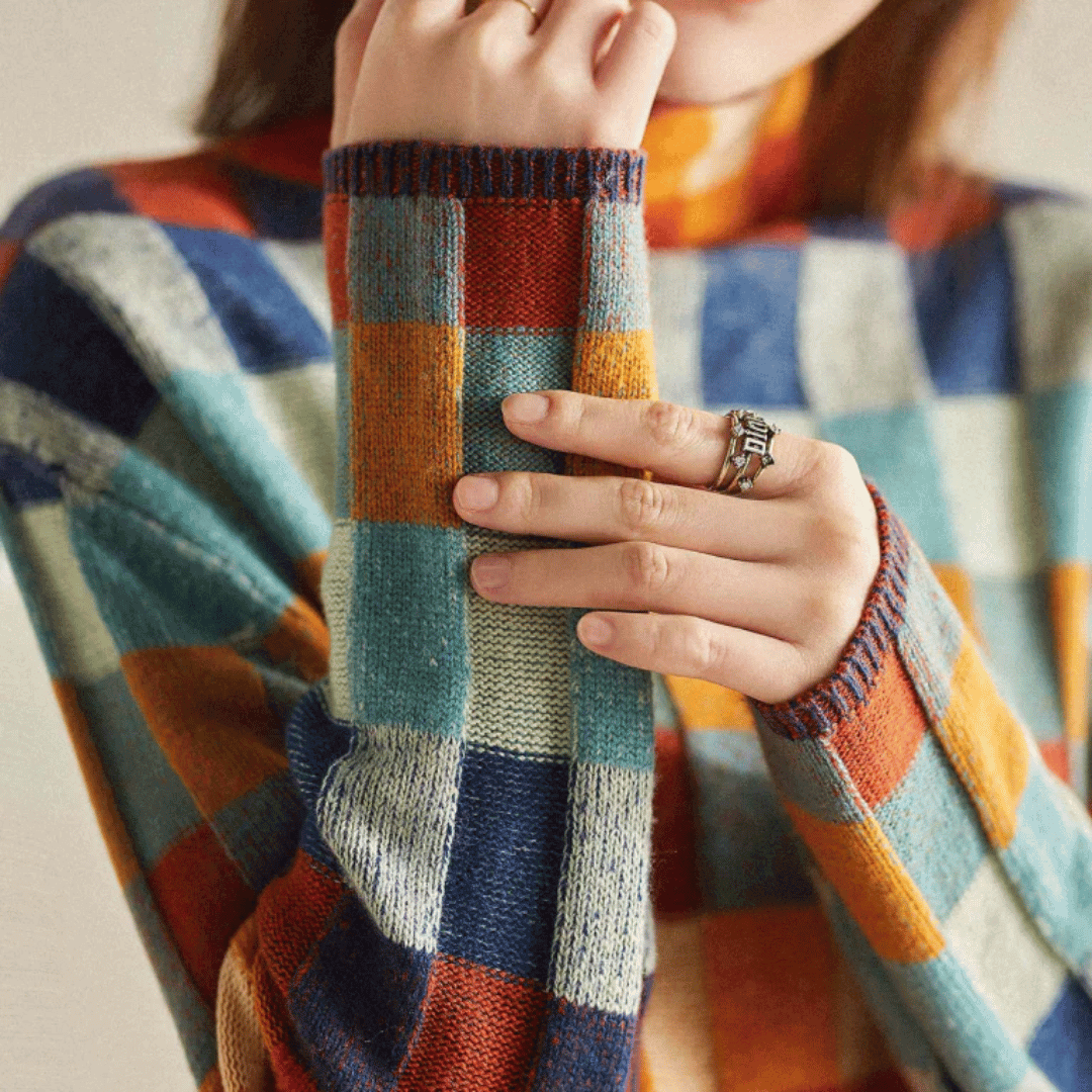 Women's Patchwork Turtleneck Sweater Blend