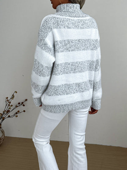 Women's Striped Turtleneck Sweater