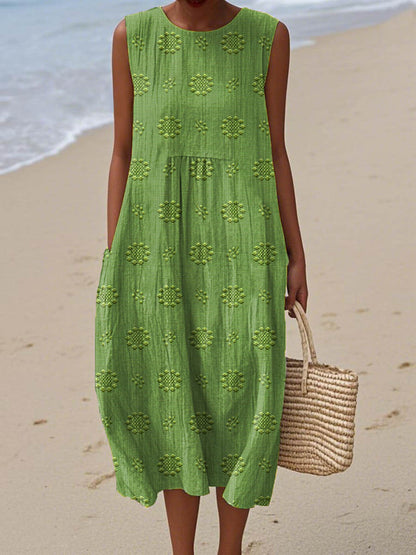 Women's Round Neck Textured Detail Dress - Vonnera